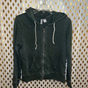 Divided distressed green zip up H&M hoodie size M